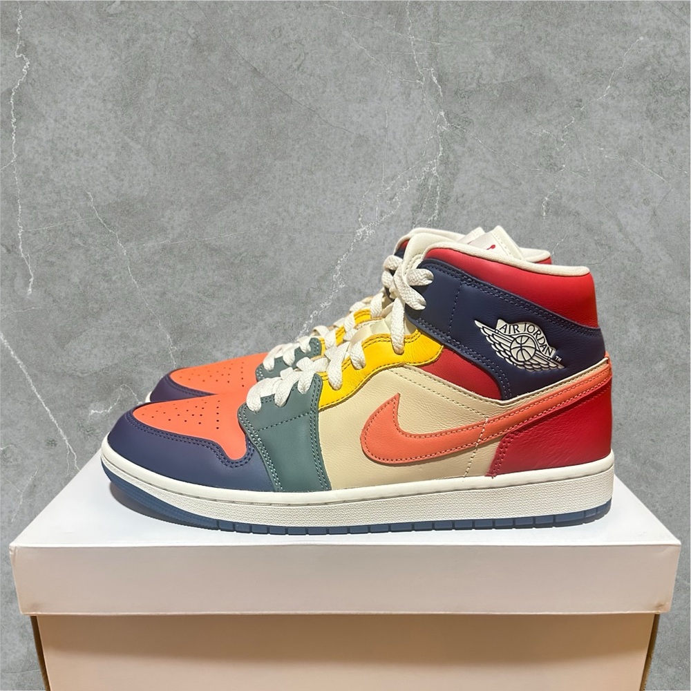 Womens Air Jordan 1 Mid SE Multi Color Athletic Shoes 12 Pastel Limited Edition